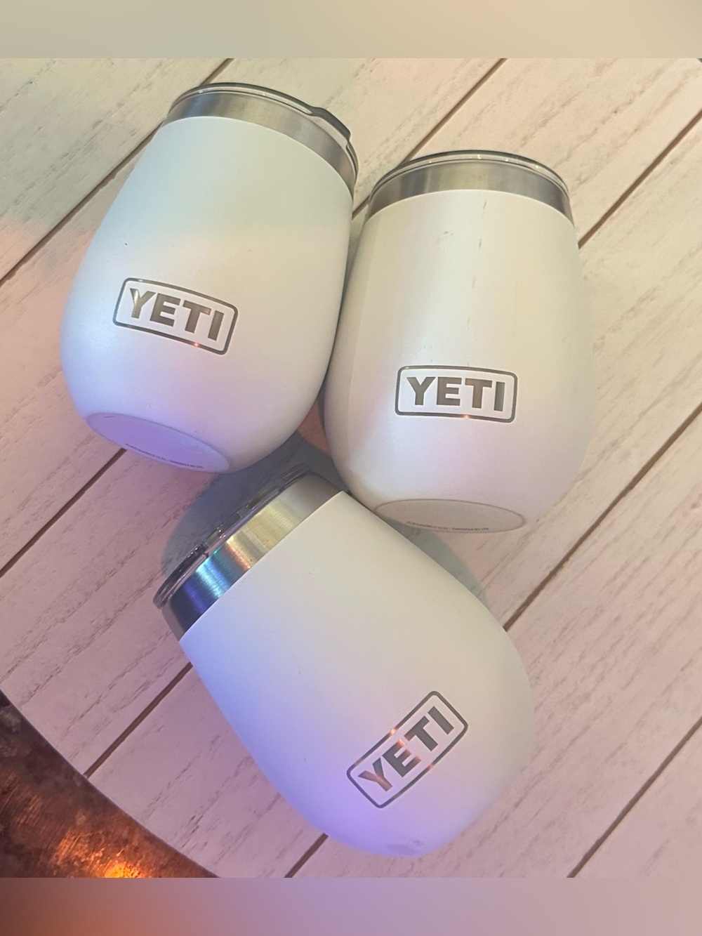 (3) YETI Tumbler 10 oz Wine Cups White Set of 3 • EUC • Maglid